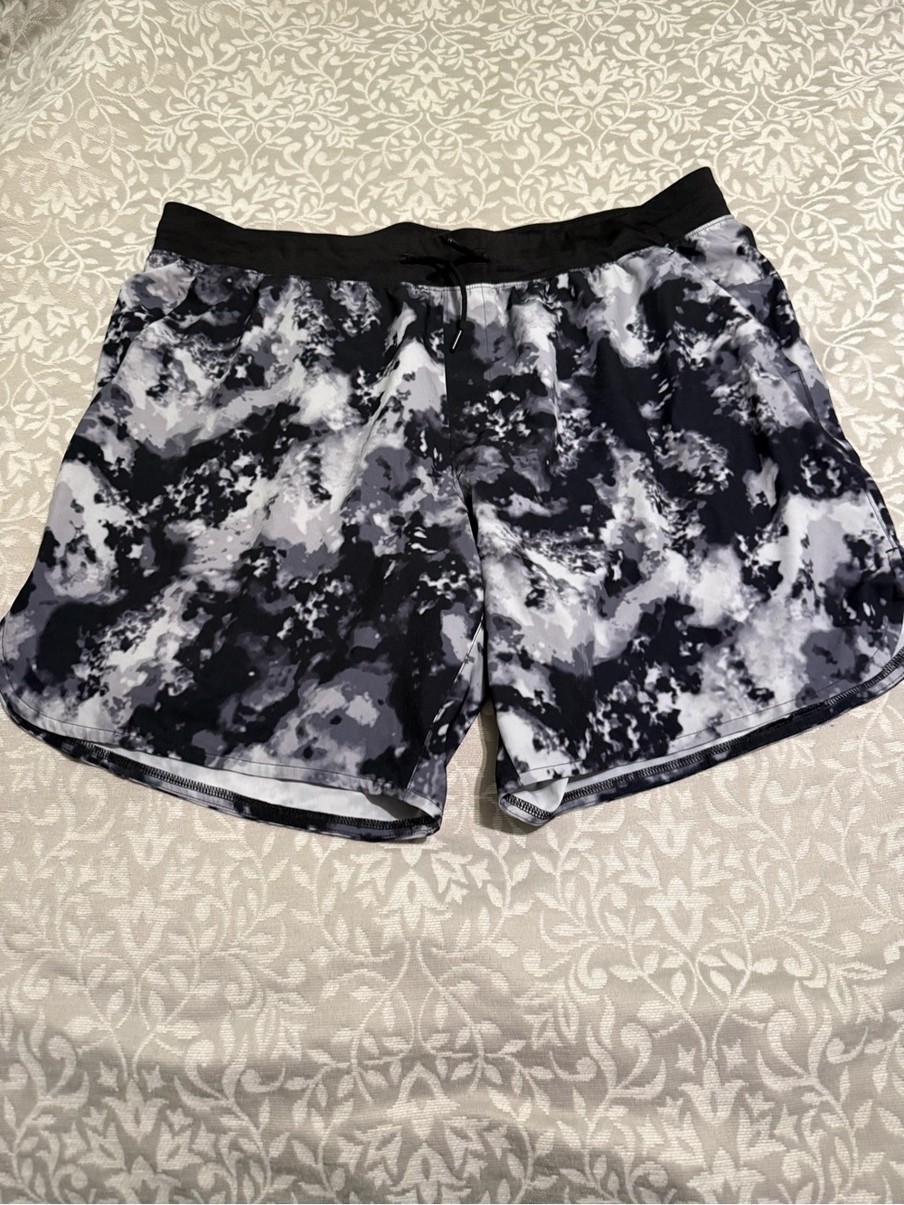 Men's Athletic Black & Gray Camo Swim/Workout Shorts